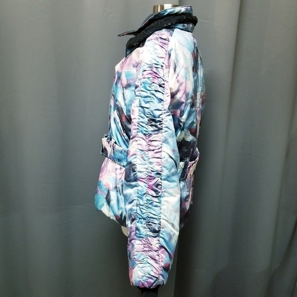 Vintage Polaris Snowmobile Puffer Jacket Thermoloft Abstract Map Print size L - Picture 5 of 10